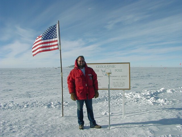 Here I am a the Geographic South Pole 2/2/00