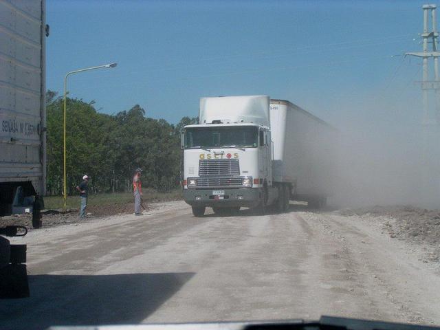 trucks from Uruguay and Chile in transit