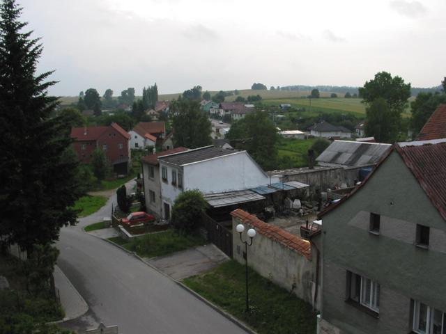 View towards Confluence from an attic window in Nova Bystrice