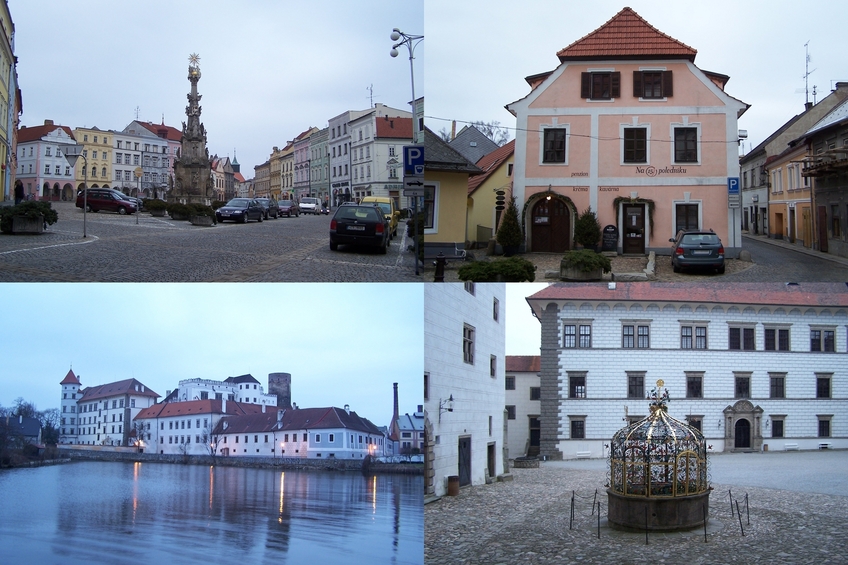 Jindřichův Hradec - Náměstí Míru (town square), castle and palace, and pension "On the 15th meridian" 