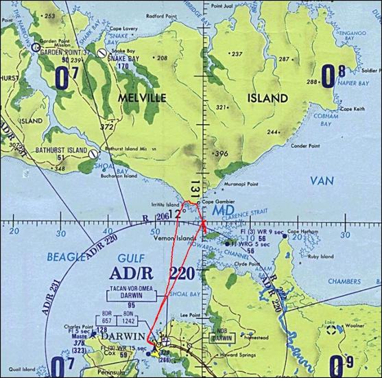 Aviation map of the general area