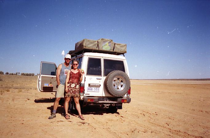 Karin and Chris in front of the Troopy.