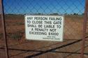 #6: Sign on gate leaving Quinyambie Station entering NSW.