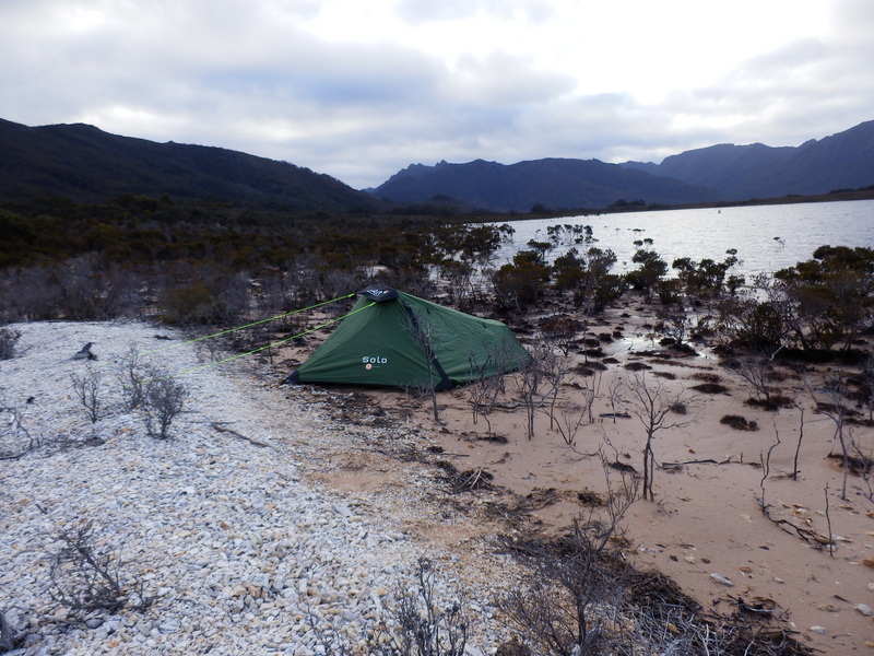 Camp at Lake Pedder