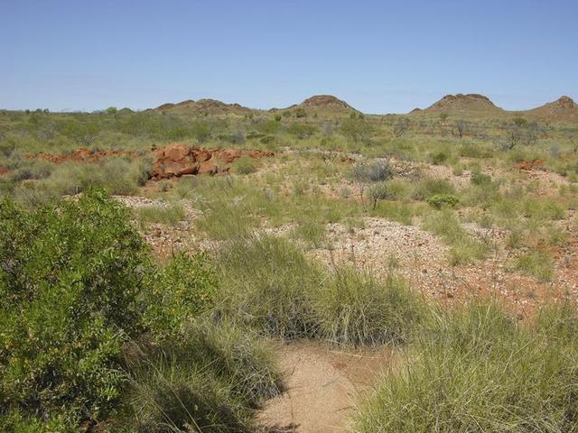View of the confluence, looking south east towards The Pinnacles