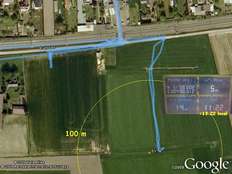 GoogleEarth with track and GPS display