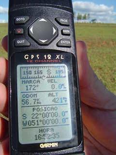 GPS RECEIVER SHOWING THE CONFLUENCE COORDINATES
