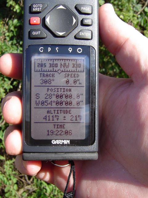 GPS on the spot, showing 411m of altitude