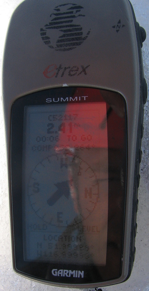 The GPS proof shot, with a reflection of my face.  The GPS accuracy was 5m.