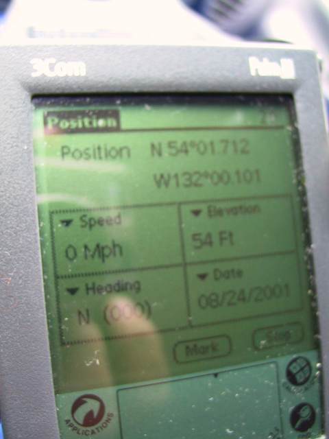 The GPS display on the Palm III