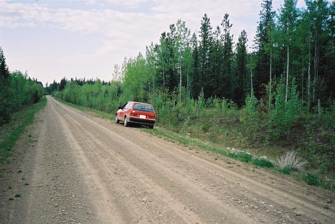 55°N 120°W is about 75m to the right of the car