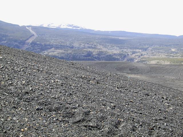 View to the west, with one of the pits and the 13 km coal conveyor in the distance