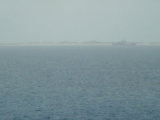 Sable Island seen from the confluence, off the coast a Canadian research vessel