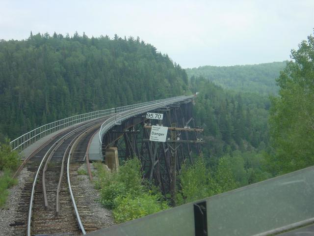 Highest railway bridge in Canada at "Rivière du milieu"