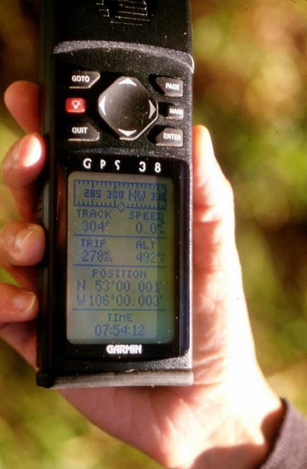The GPS reading from the confluence.