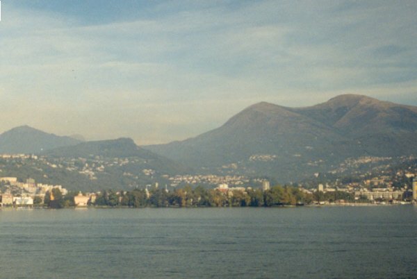 Looking west across Lake Lugano, here the Swiss Alps slowly drop to the plain of the Po River in Italy.