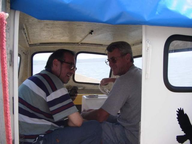 The skipper with Captain Peter acting as pilot