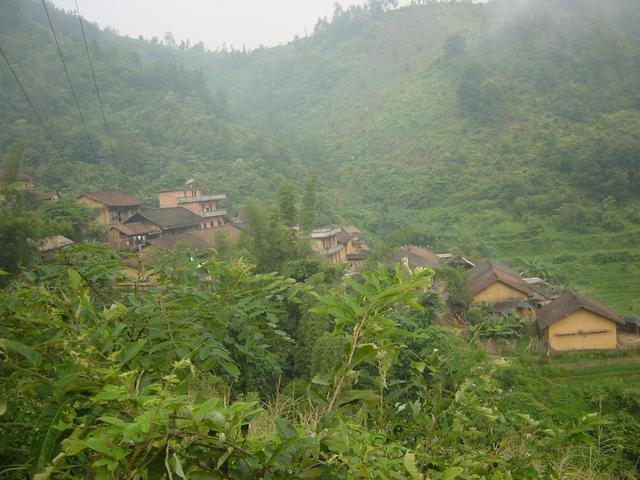 Village of Linyou in the early morning mist, 1.35 kilometres north-northeast of the confluence
