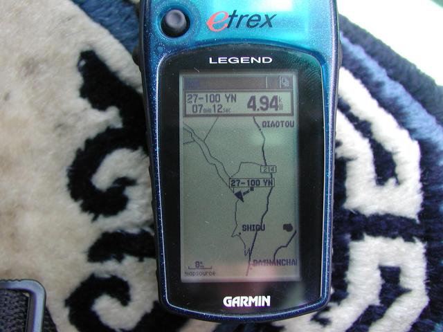 GPS with Map details the CP located above the river bend