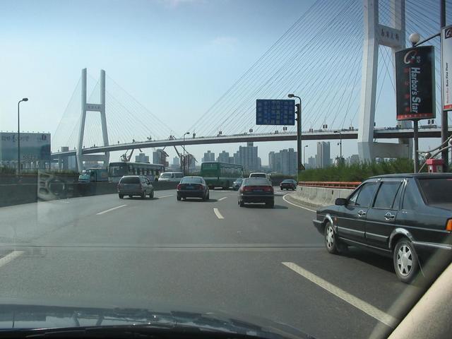 Nanpu Bridge over the Huangpu River in Shanghai.