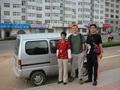 #5: Minivan taxi we rode in, the intrepid driver, myself and my new Chinese friend Pink