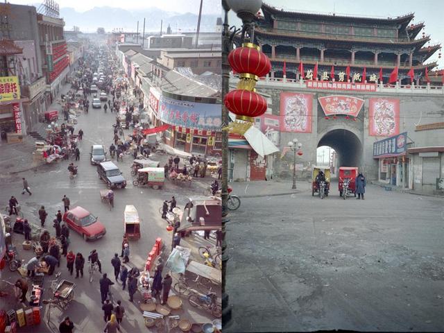 蔚县节前街市/蔚县鼓楼 / Street-side in Wei County before Spring Festival / Wei County Drum Tower