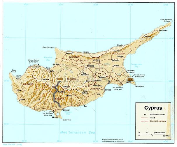 The Map of Cyprus where we can see our GPS track from Lemesos
