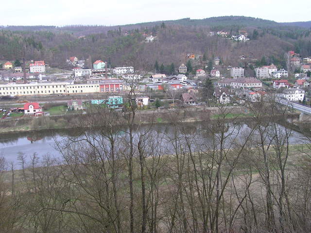 View North (the town of Nižbor, across the Berounka River)