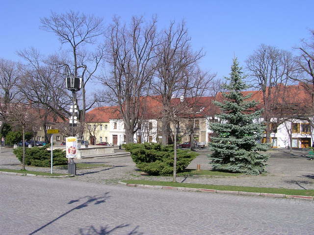 The town square in Kouřim (about 1.5 km West of the confluence point)