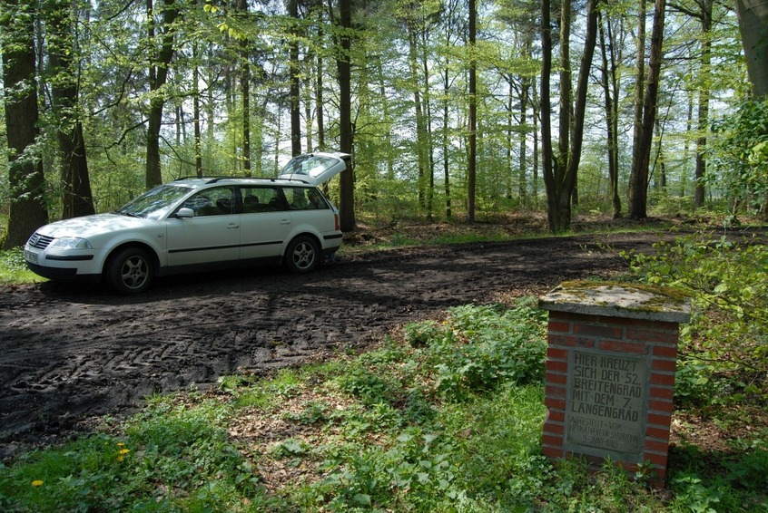 Parking next to the marker stone