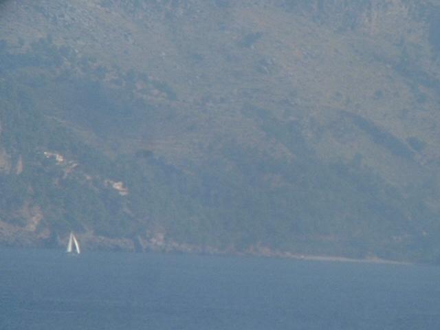 the steep-to N coast of Mallorca in a closer view