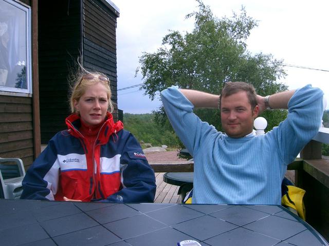 Alexandra and Robert waiting for the lunch at restaurant Havsutsikten on Kökar