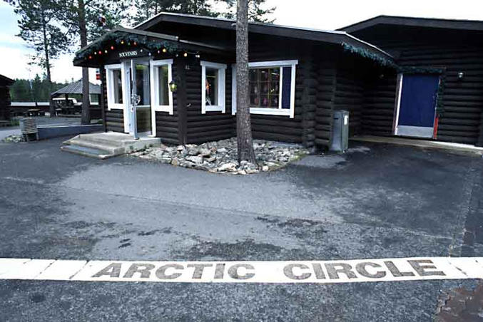 The Arctic Circle line in Santa Claus Village
