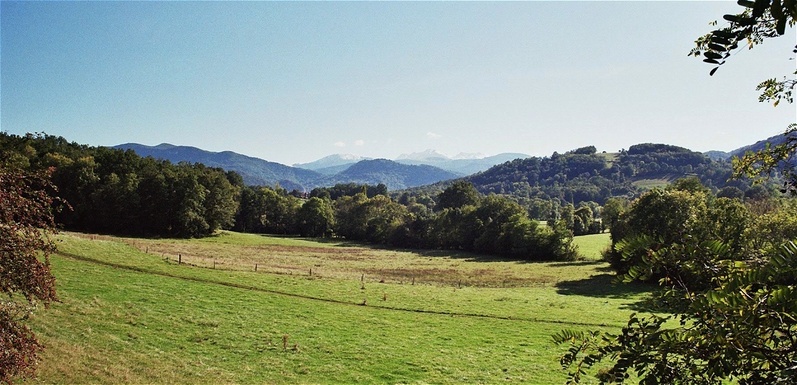 view south to the Pyrenees, 8 km E of the CP