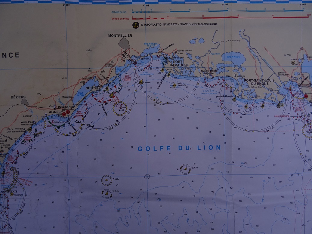 Marine map of hte Golfe du Lion