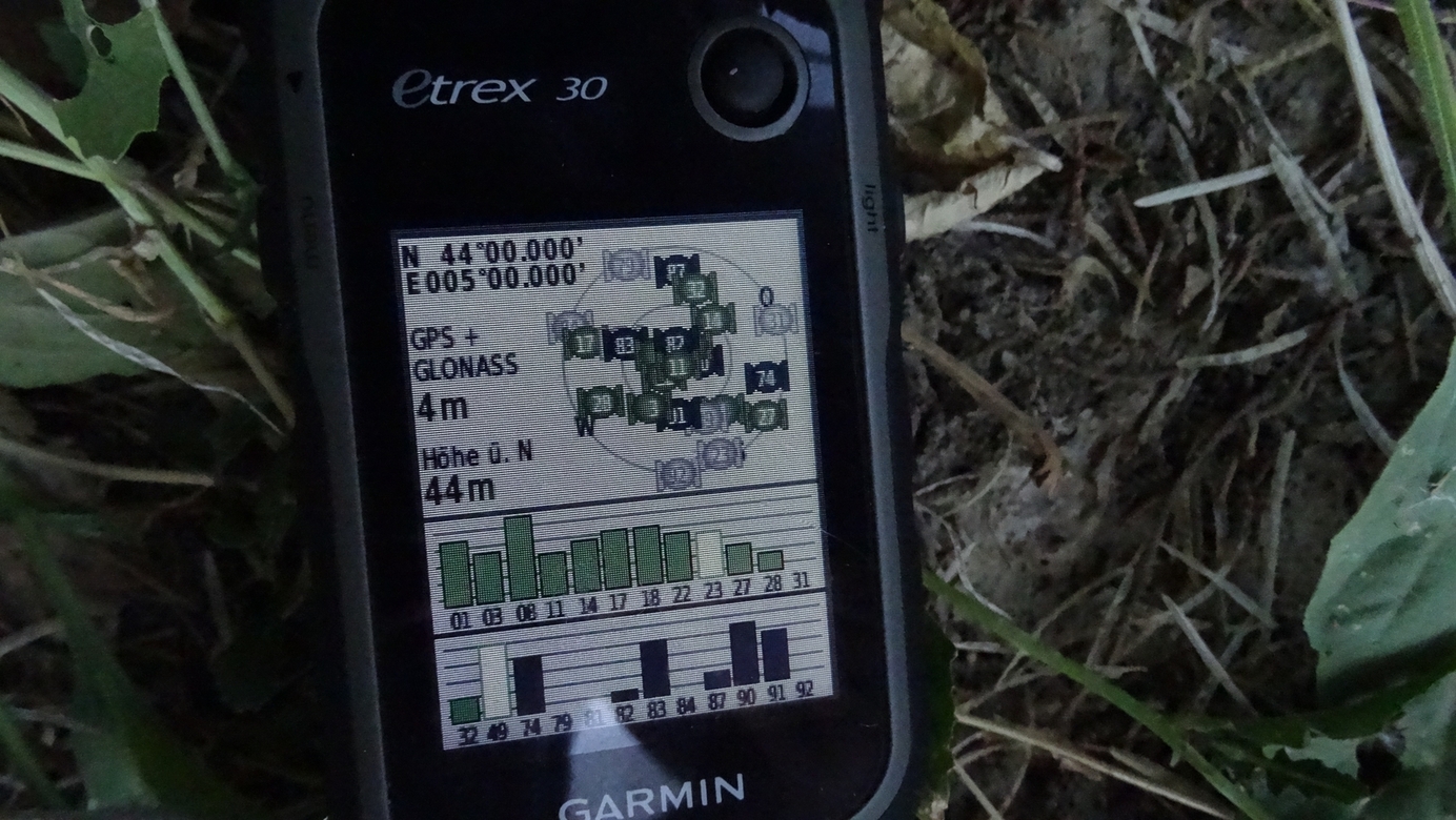 GPS reading at 44N 5E