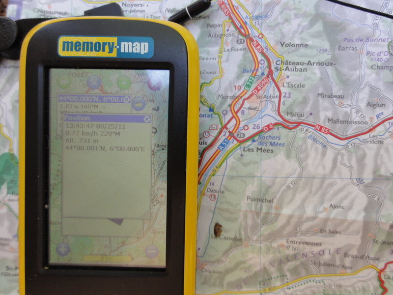 GPS screen and area road map