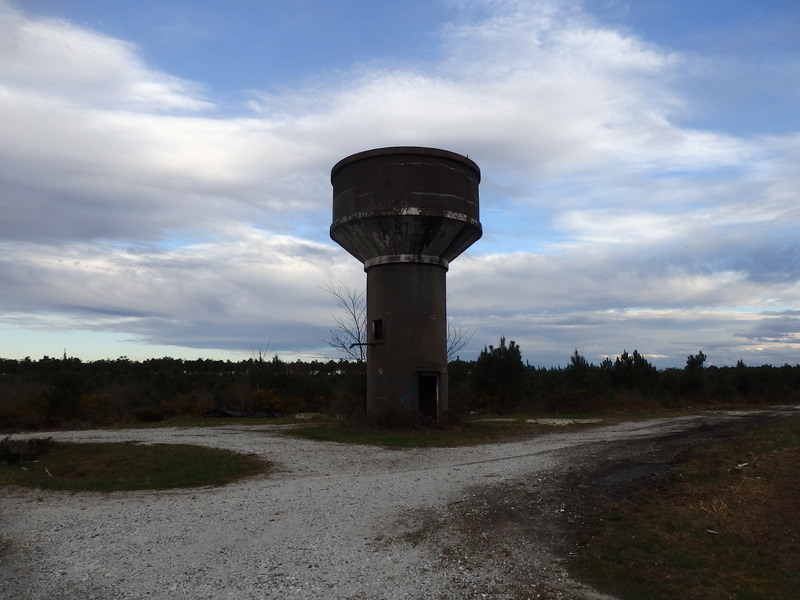 The nearby watertower