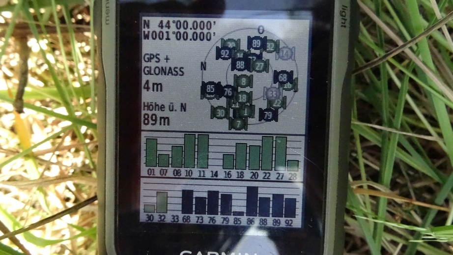GPS reading at 44N 1W
