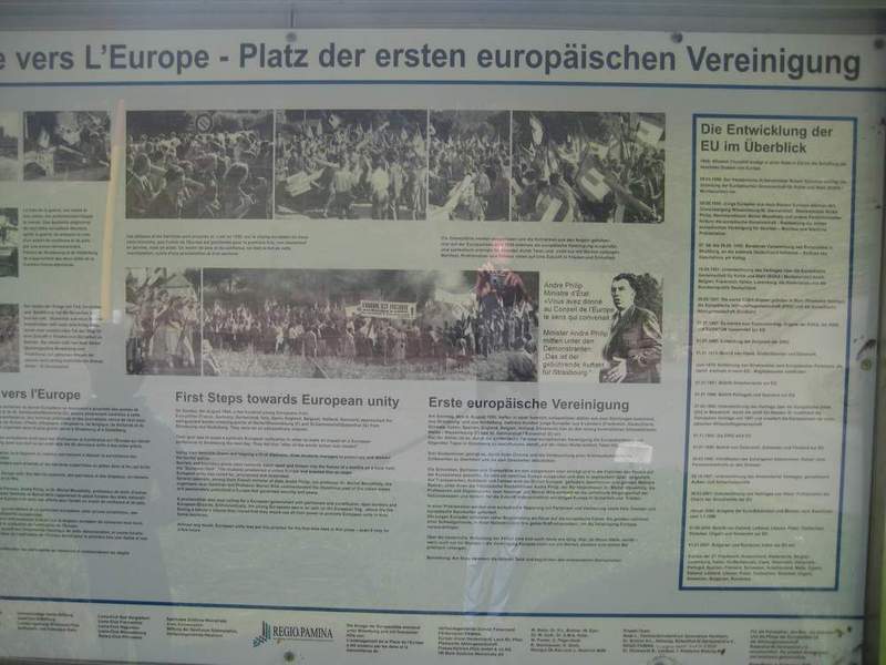 Information at memorial regarding European Union