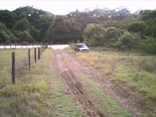 The entrance road (Notice the road behind the car)