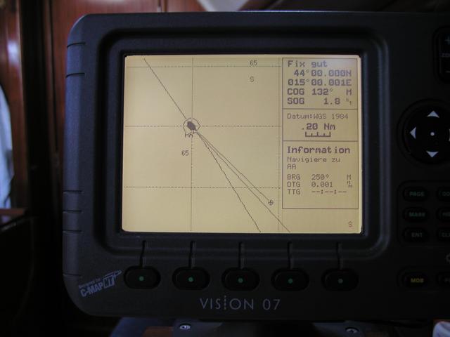 Vision C-Map Plotter: Waypoint (confluence) reached