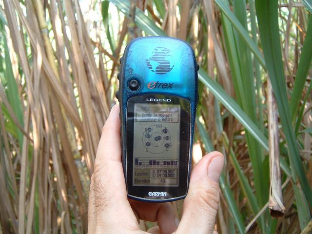 Closeup of GPS receiver with coordinates