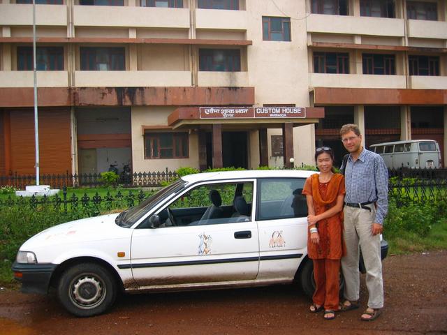 Rainer and Guang while Surrendering the Car in Goa