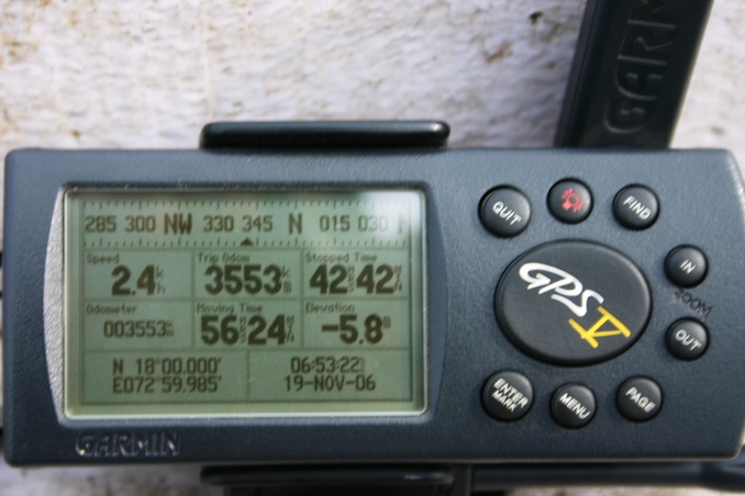 The GPS reading of the confluence point