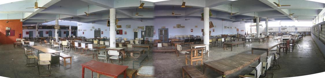 Panoramic view of the interior of the courthouse building