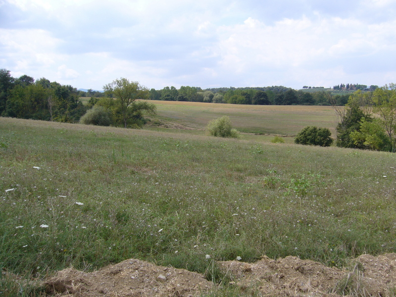 View west from the way across the undulated terrain.