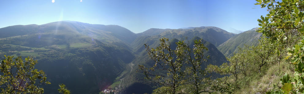 Panorama from confluence point into the valley of river Chienti