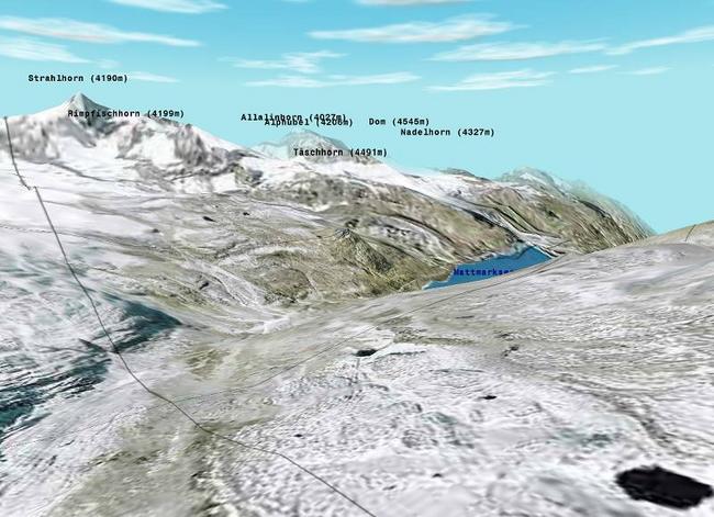 View from Mondelli Pass into Switzerland (rendered from Orthophoto and DOM by Flytastic)