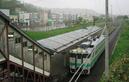 #6: Shimizuzawa station with local train in foreground and town in background.